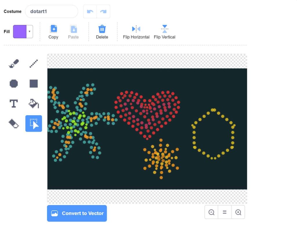 Traditional metis dot art created using scratch.