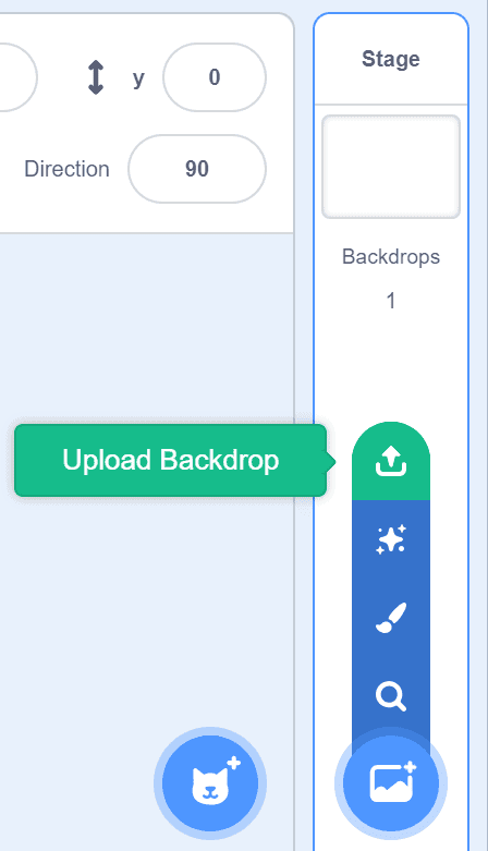 Upload backdrop option in scratch.