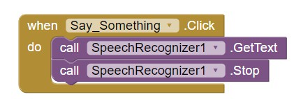 when say something do call speech recognizer get text and then stop