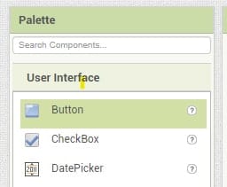 User interface tab and button selected