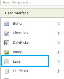 user interface tab with label circled