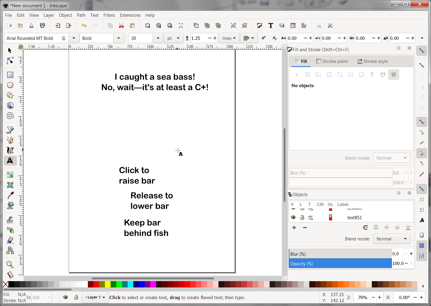 A new inkscape document is open and alignment is being made.