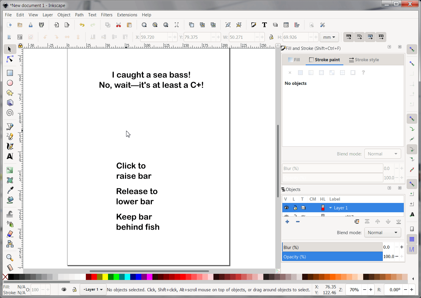 A new inkscape document is open, the rectangle box is selected and a rounded rectangle is seen on the screen.