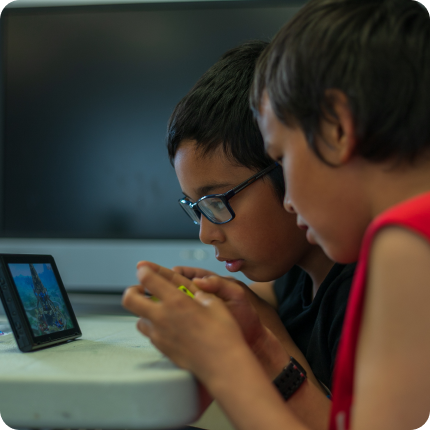 Two learners playing Legend of Zelda on the Nintendo Switch
