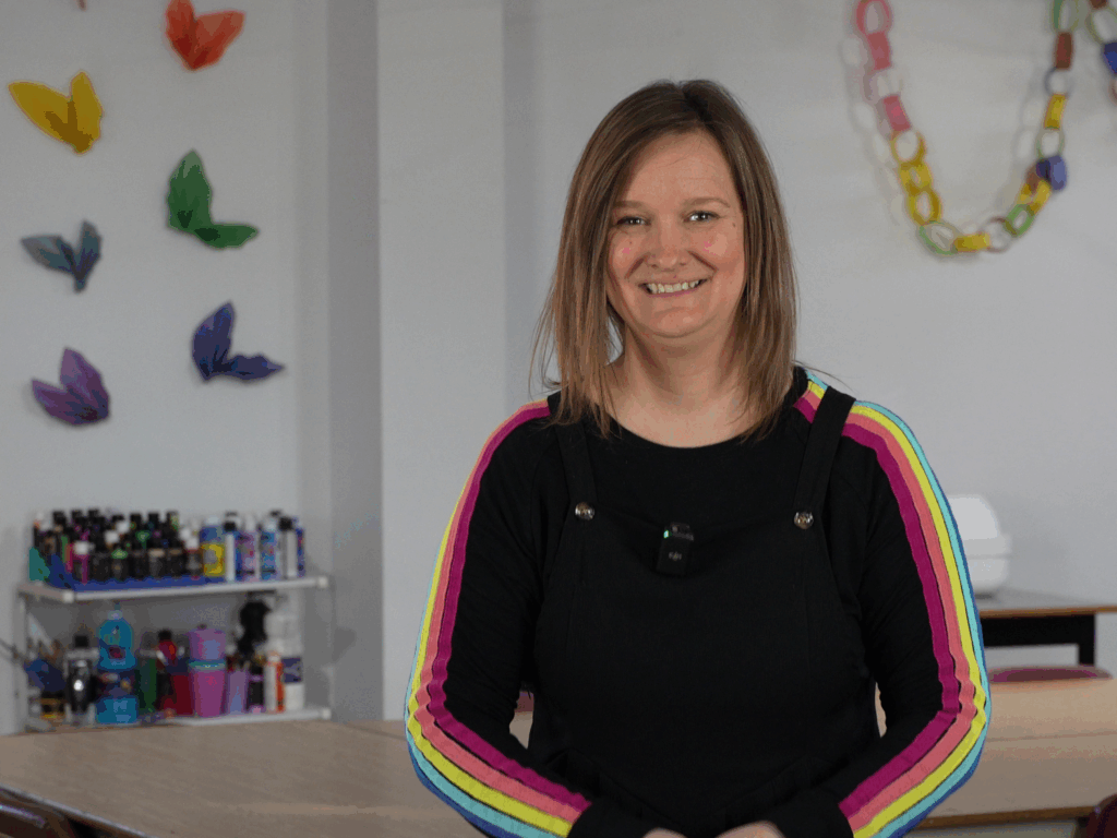 Teacher and parent Kristen Doucet in the Bathurst Makerspace and Skills Hub