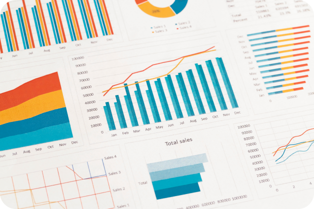 small-business-support-benefits-4-small business tech support Many graphs are shown, using different colours to differentiate the data.