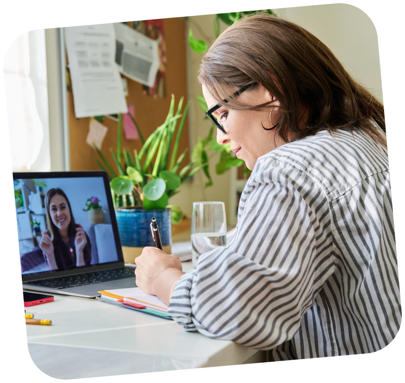 Career Collective lady networking on laptop.